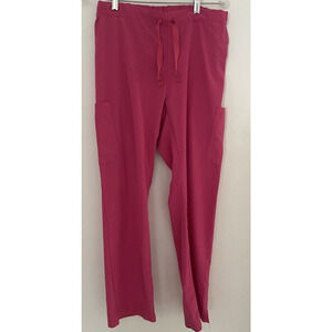women's scrubs Joy bottoms pants elastic drawstring waist pockets hot pink M